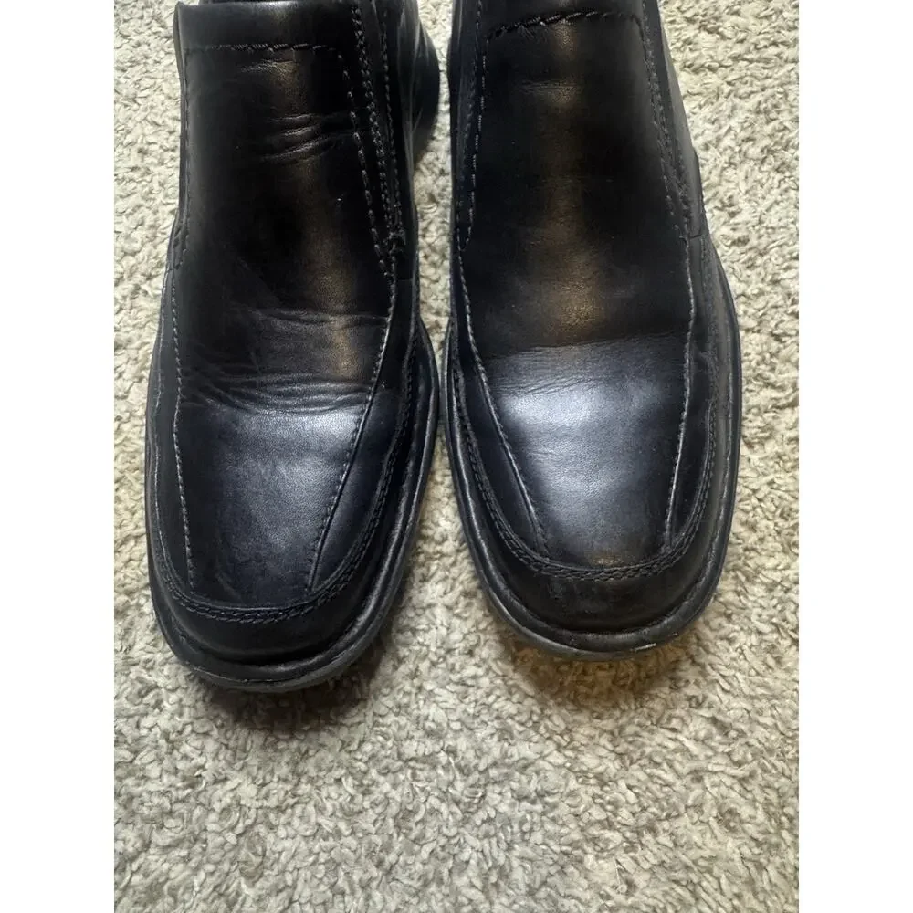 Clarks Collection Men’s Black Leather Slip On Loafers Comfort Shoes US 9 Wide